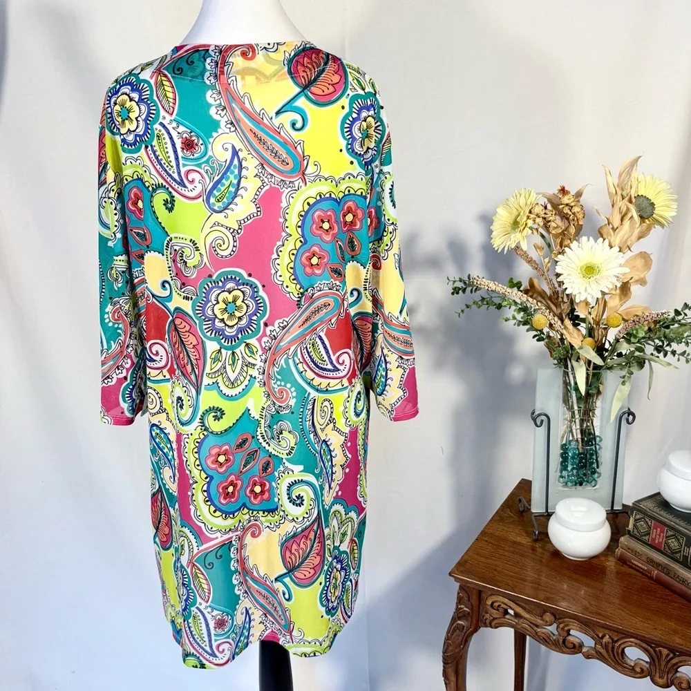 NWT Anne Cole Multicolor Paisley Print Swim Cover-Up Lightweight Dress Sz L/XL💛 - Picture 6 of 11